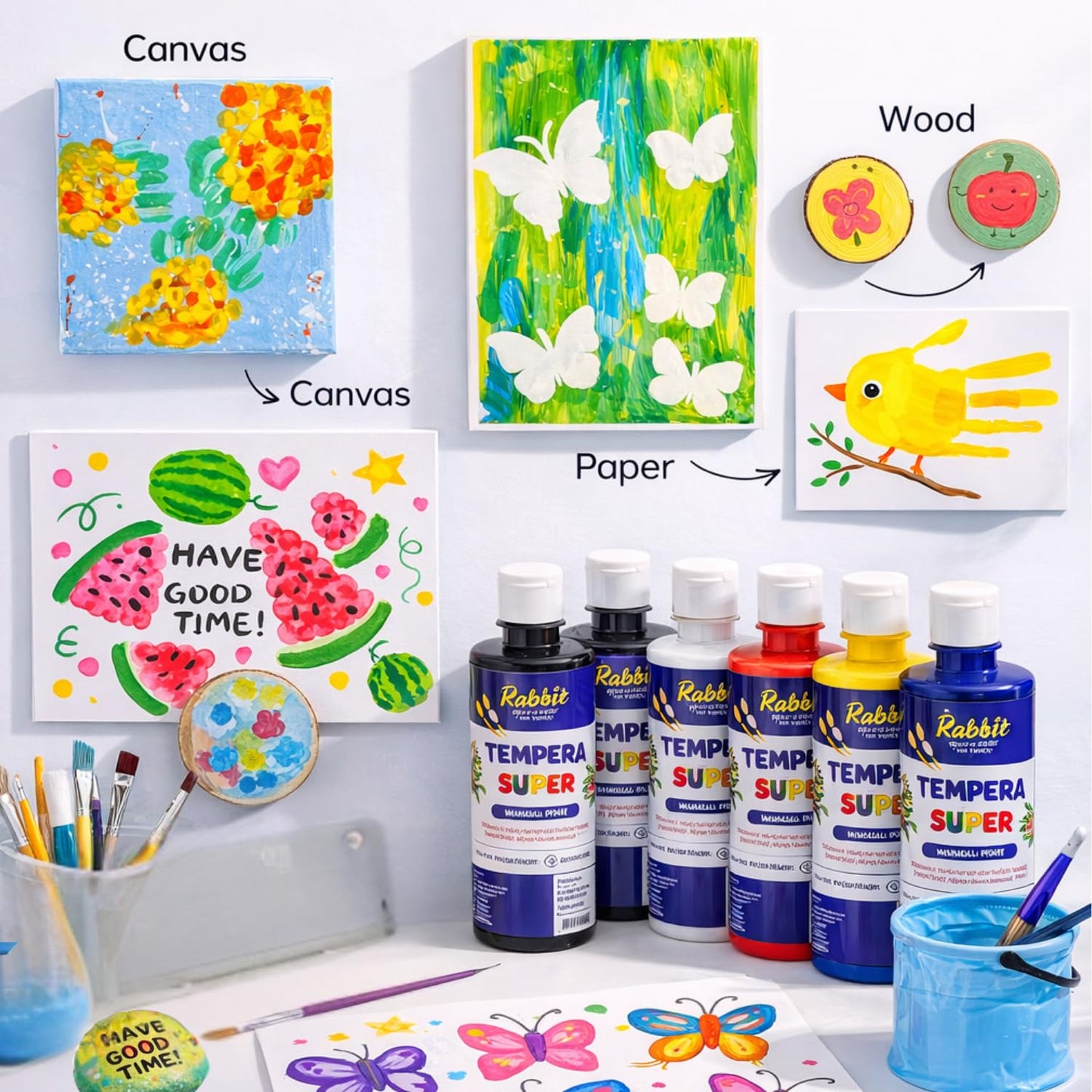 Tempera 500ml Primary Set,6 Colours