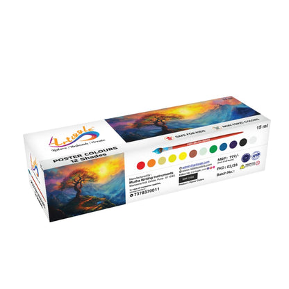 12 Colour Poster Paint Set 10ml Each