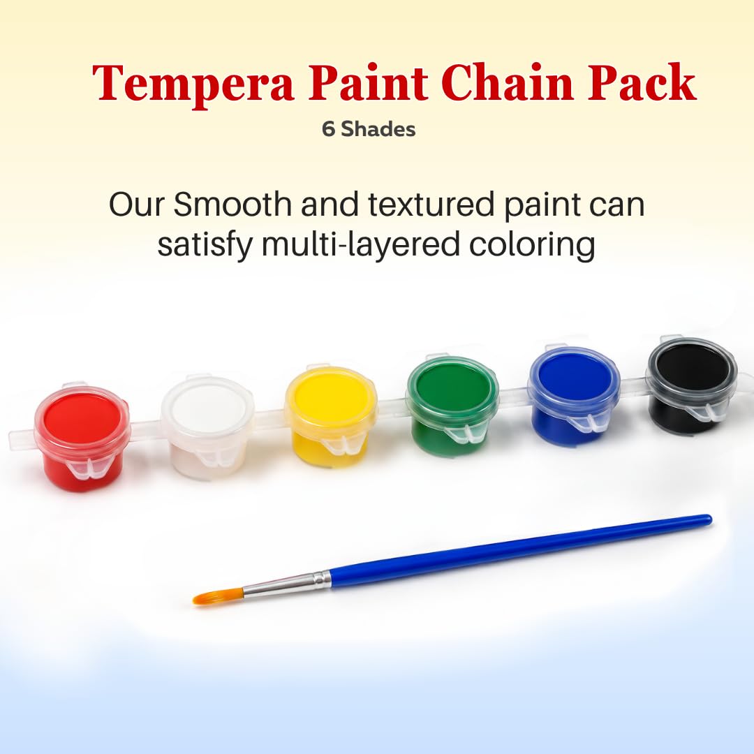 Pack of 100 Chainpack filled with primary colours | 6 Colours 18ml + Brush