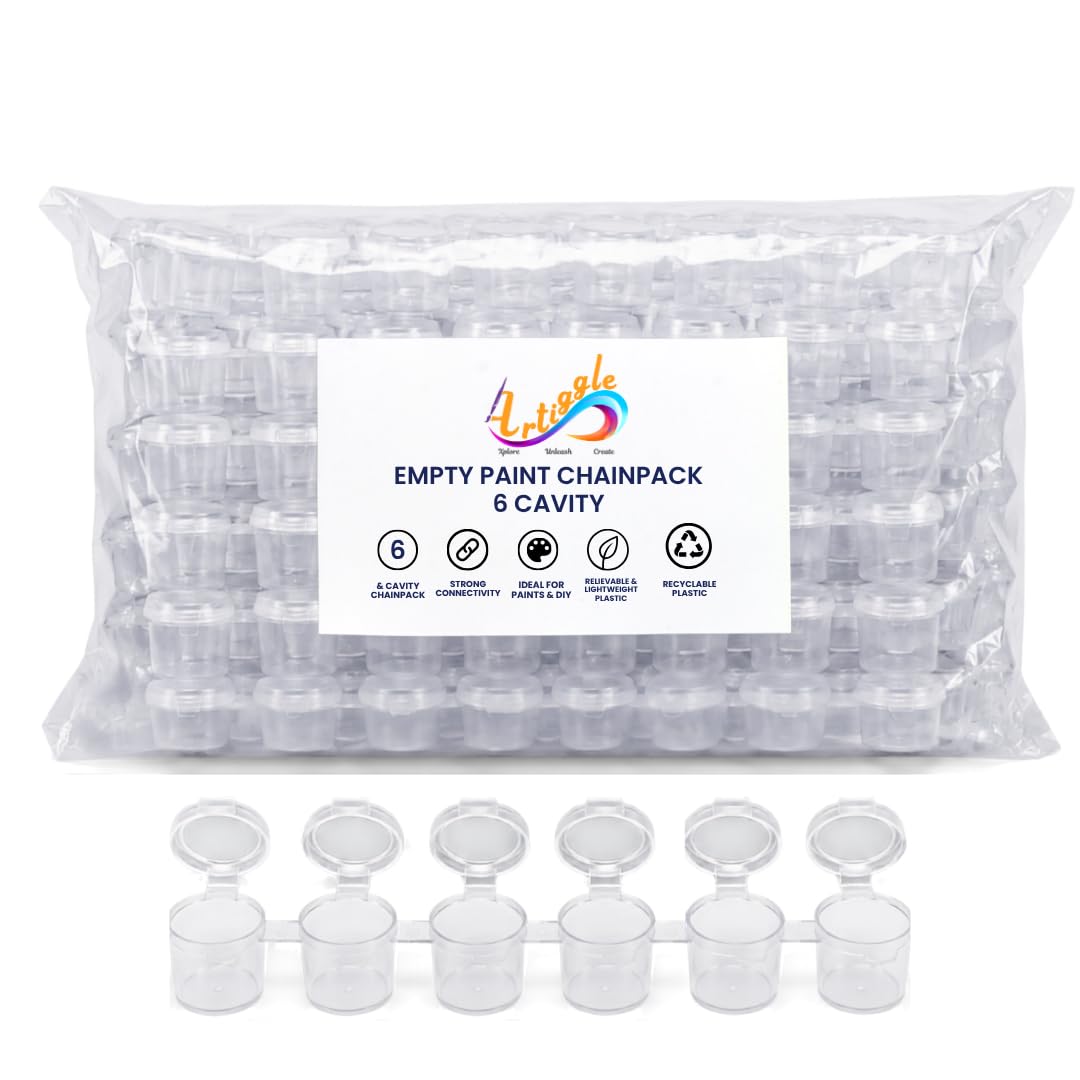 Artiggle Empty Paint Chain Pack 6 Cavity (Pack of 80)| Refillable Paint Pot