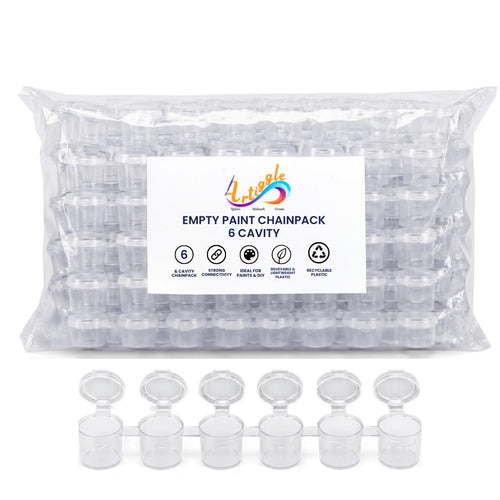 Artiggle Empty Paint Chain Pack 6 Cavity (Pack of 80)| Refillable Paint Pot