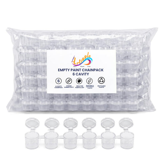 480 Individual Pots 3ml Plastic Containers (Pack of 80 Chain Packs)| Refillable Paint Pots