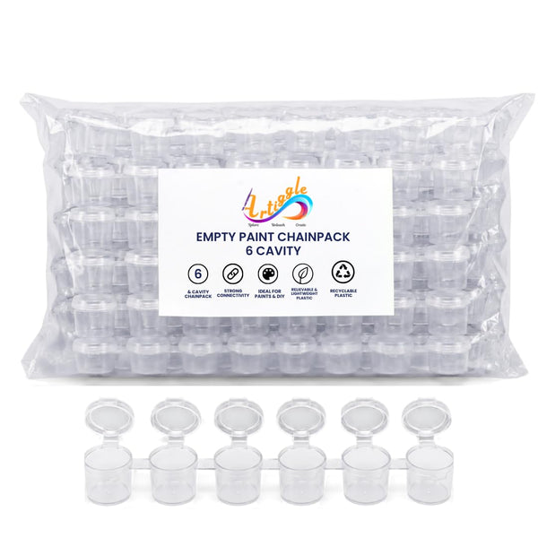 480 Individual Pots 3ml Plastic Containers (Pack of 80 Chain Packs)| Refillable Paint Pots