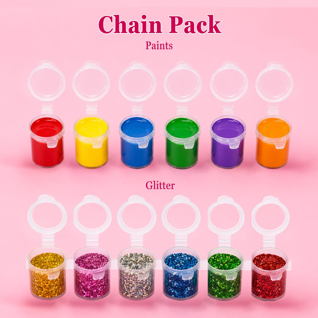 Artiggle Empty Paint Chain Pack 6 Cavity (Pack of 80)| Refillable Paint Pot