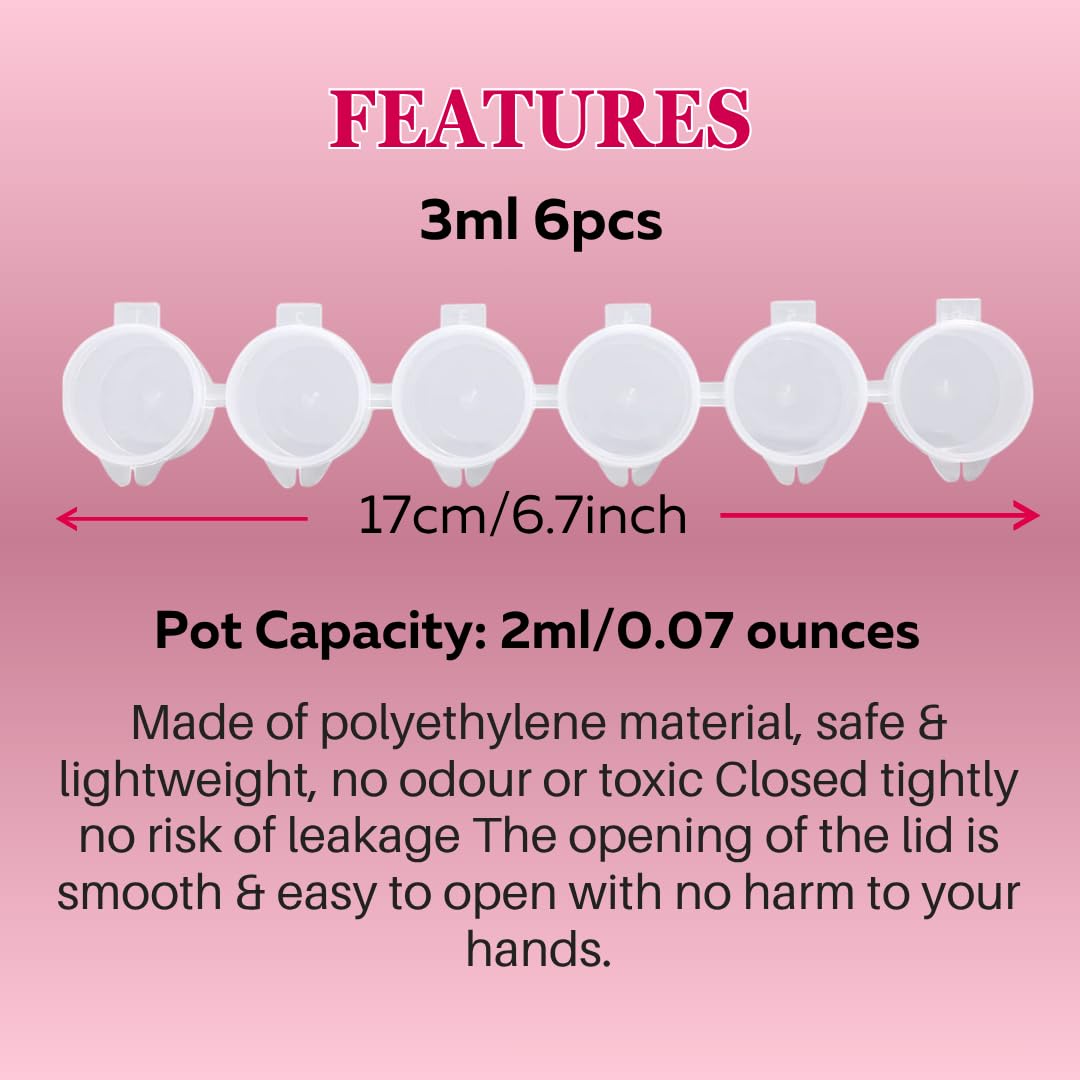 960 Indiviual Pots 3ml Plastic Containers(Pack of 160 Chain Packs)| Refillable Paint Pots