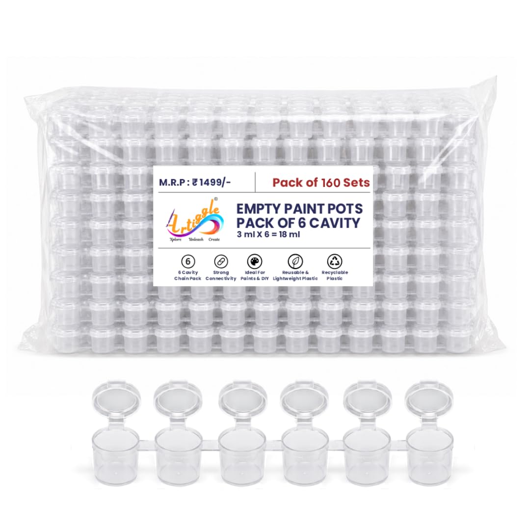960 Indiviual Pots 3ml Plastic Containers(Pack of 160 Chain Packs)| Refillable Paint Pots