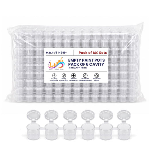 960 Indiviual Pots 3ml Plastic Containers(Pack of 160 Chain Packs)| Refillable Paint Pots