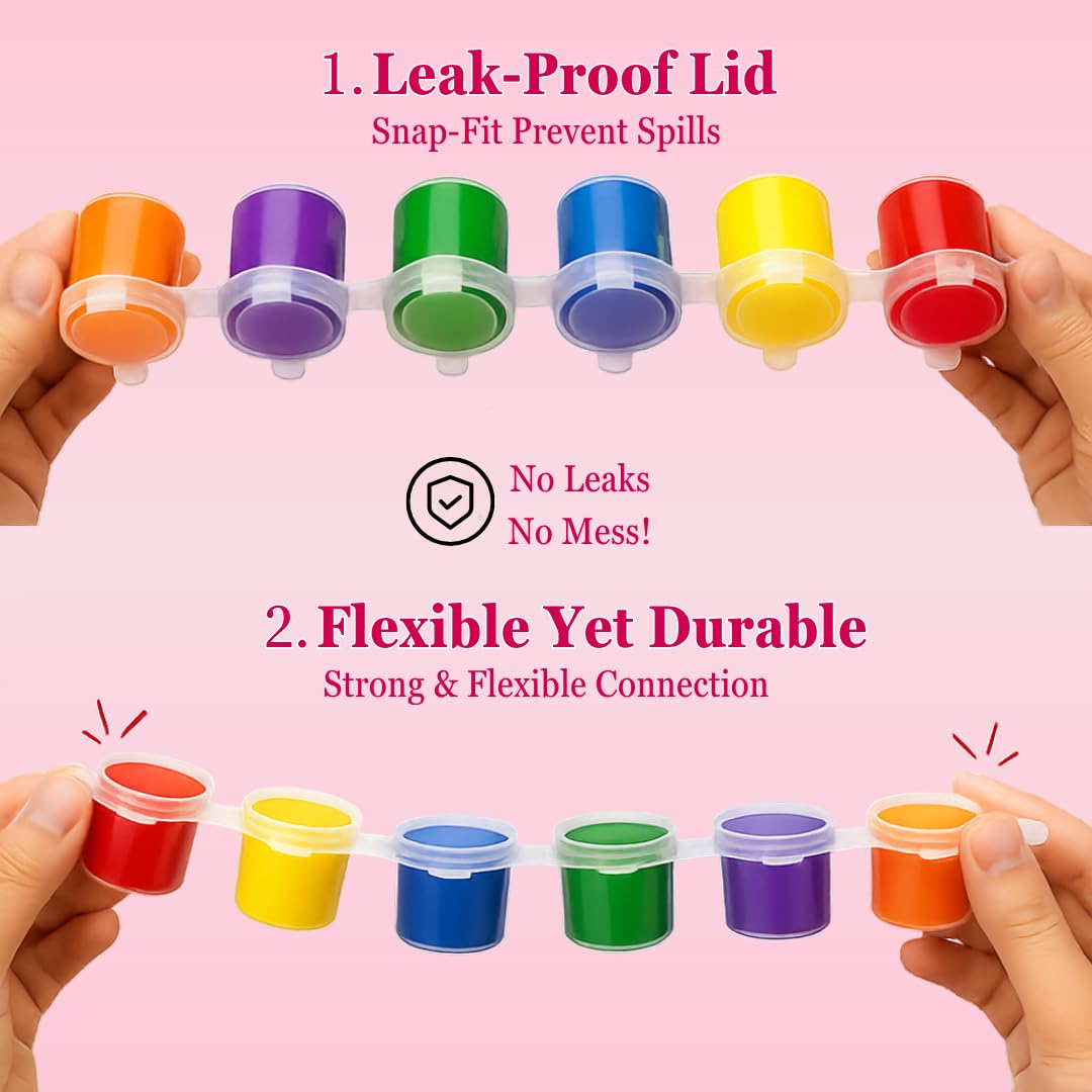 Artiggle Empty Paint Chain Pack 6 Cavity (Pack of 80)| Refillable Paint Pot