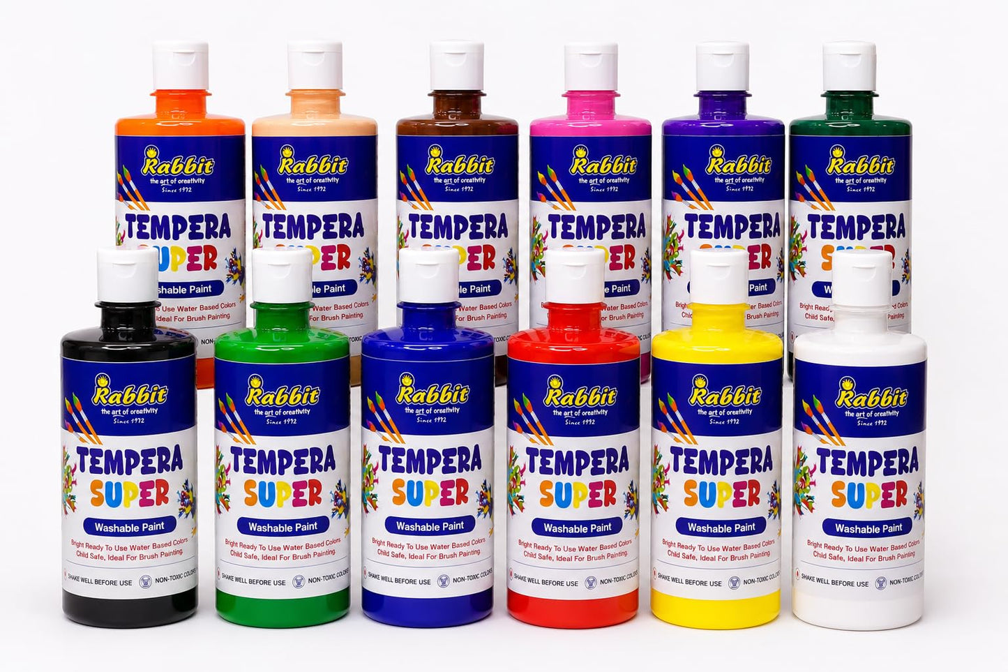 Artiggle Primary & Secondary Tempera 500ml Bottle Set(12 bottles)| Non-toxic