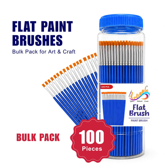 Artiggle Flat Paint Brushes Bulk Pack of 100 | Painting Brush for Painting
