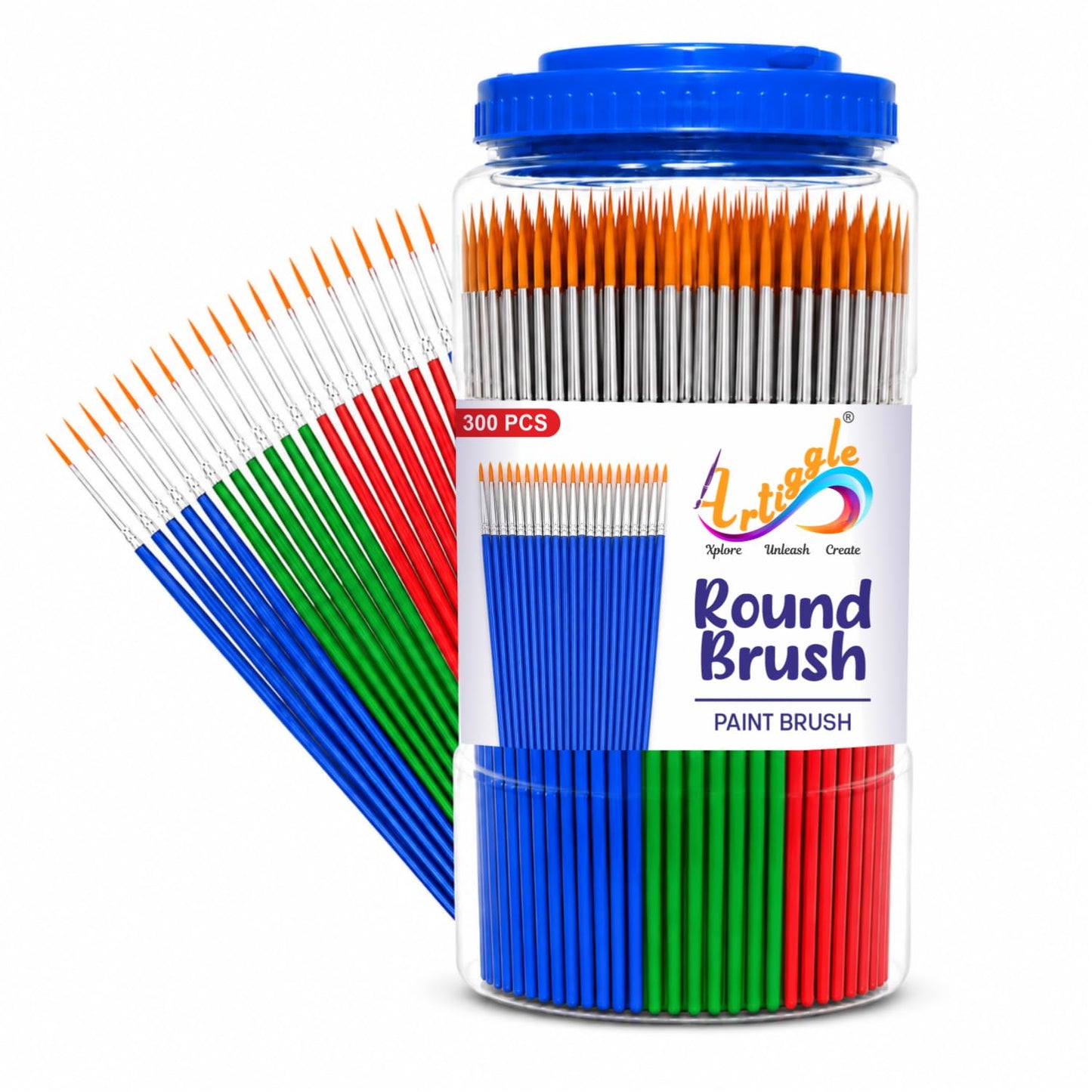 Round Paint Brushes Bulk Pack of 300 | Painting Brush for Tempera