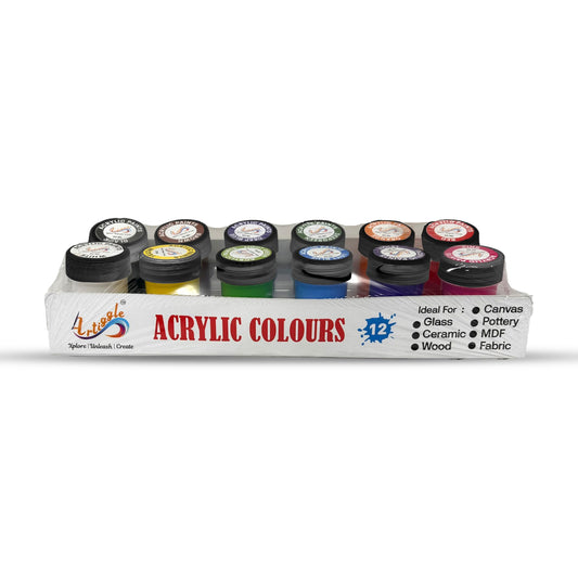 Acrylic Colours | 12 Colours x 20 ml(Primary + Secondary)