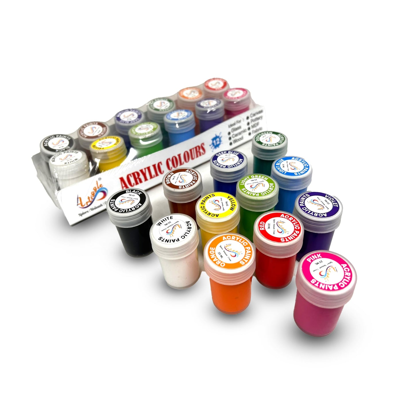 Acrylic Colours | 12 Colours x 20 ml(Primary + Secondary)