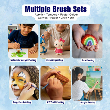 Artiggle Round Paint Brushes Bulk Pack of 150 | Assorted Colors
