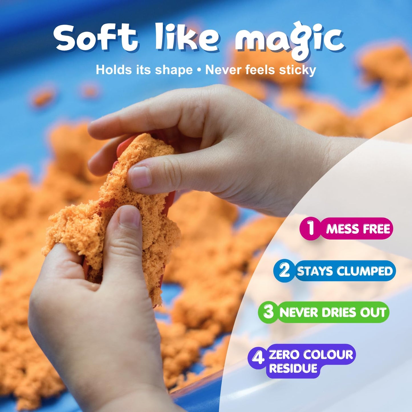 4 Pack of 450 Grams Box Pack Wonder Sand|Kinetic Magic Space Sand (Green,Blue,Orange,Pink)