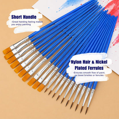 Artiggle Flat & Round Paint Brushes Bulk (Pack of 200) | Brush for Tempera