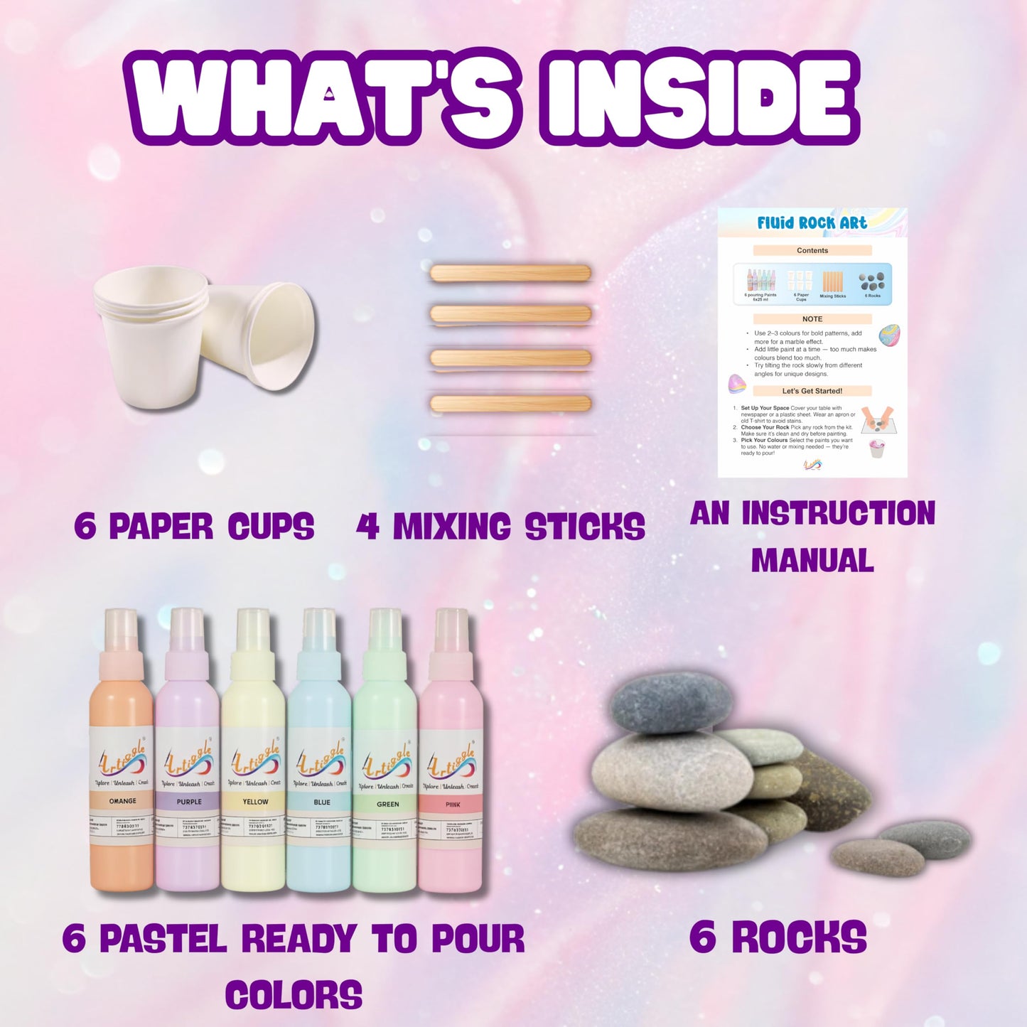 Fluid Rock Art Kit | DIY Fluid Pour Painting Kit