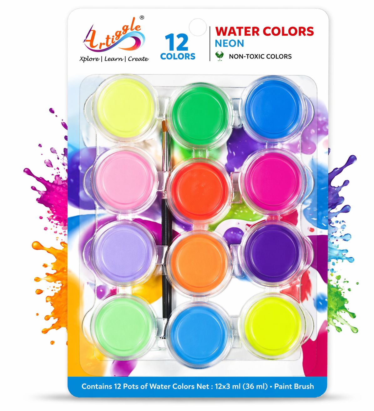 Neon Watercolours,(12 shades-3ml Each)