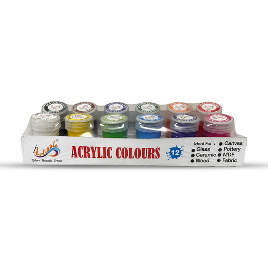 Acrylic Primary + Secondary Colours | 12 Colours x 20 ml | Artiggle