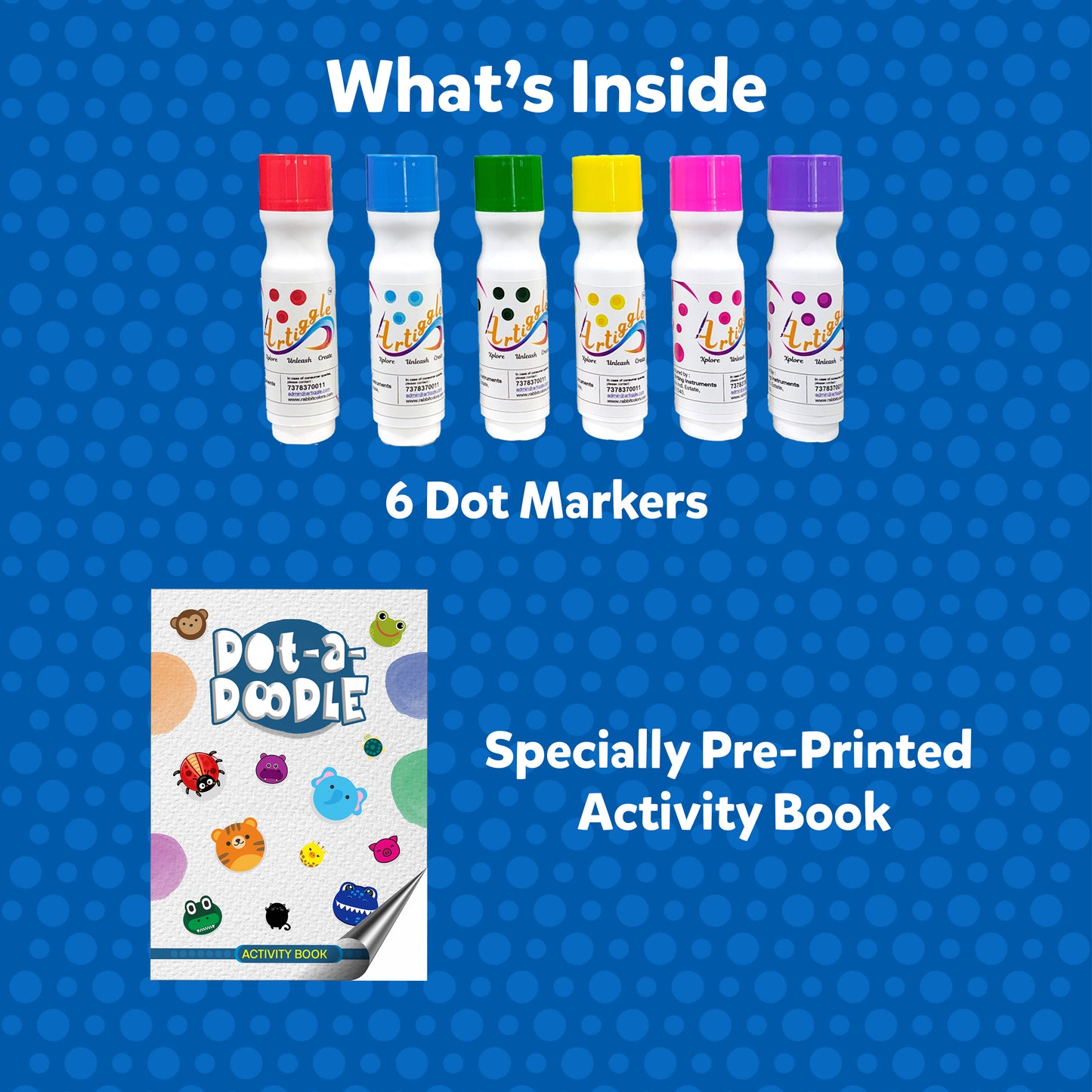 what's inside dot a doodle paint kit