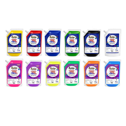 Artiggle Primary & Neon Tempera 150ml Pouch Set | Non-toxic