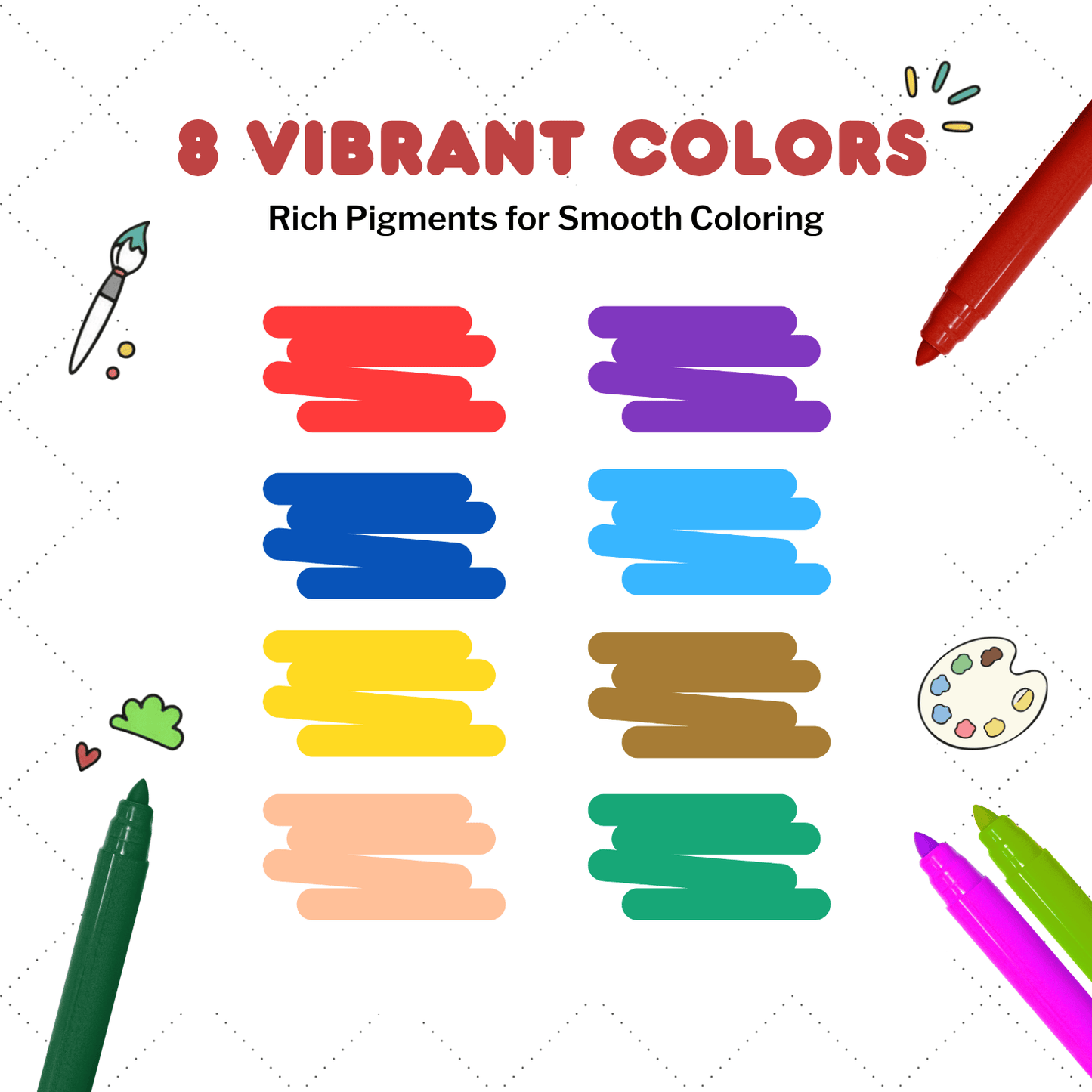 Water Based Bold Acrylic Marker Pens – Pack of 8 Bold Tip